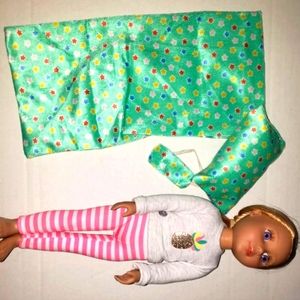 :* Lot of glitter girls doll & sleeping bag set 14" doll blonde hair purple eyes
